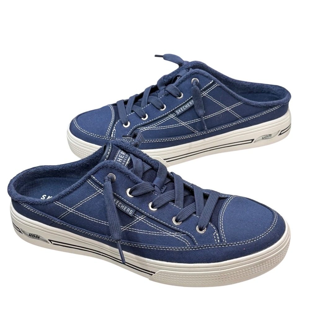 Skechers Arch Fit Arcade Find Ya There Slip On Sneakers 11 Blue Comfort Mules